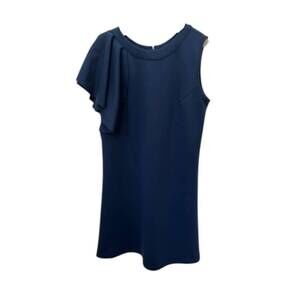 NEW VERA FISHBAUGH women's jewel poly knit dress with single ruffle sleeve in na